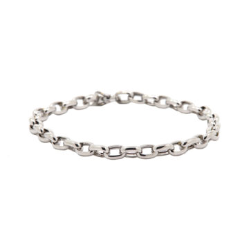 14K White Gold Oval Link Bracelet
