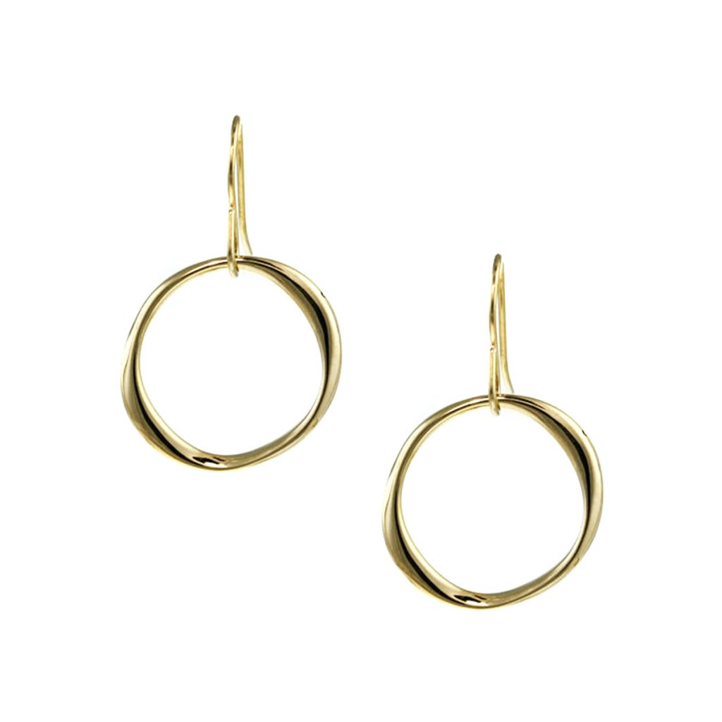 14K Yellow Gold Small Twisted Ring Earrings
