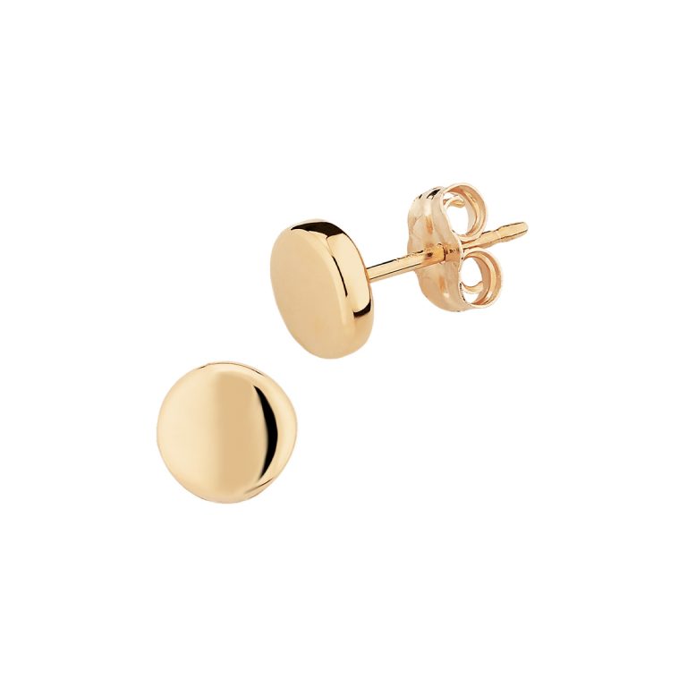 14K Yellow Gold Flat Round Earrings
