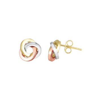 14K Tri-Tone Love Knot Stud Earrings