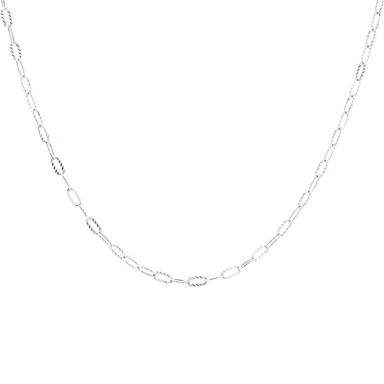 Sterling Silver Textured Oval Link Chain
