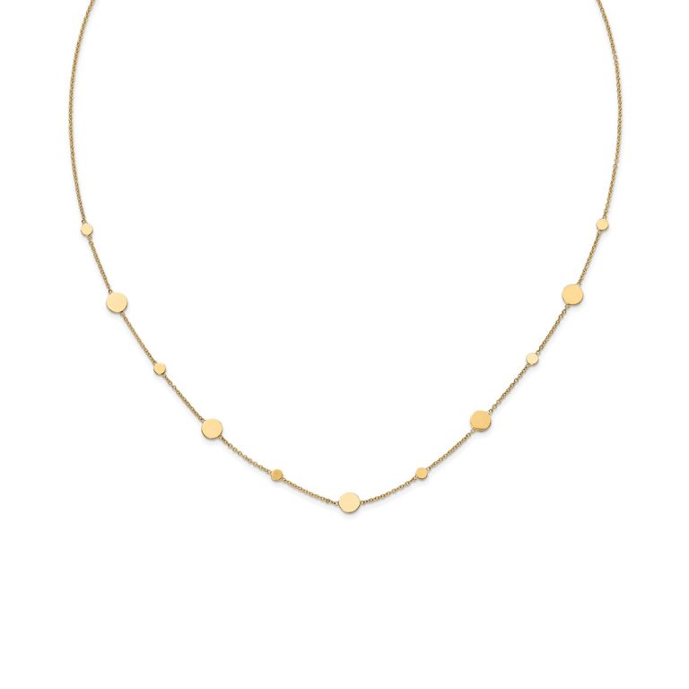 14K Yellow Gold Disc Station Necklace