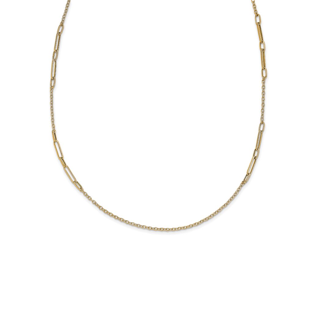 14K Yellow Gold Link Station Necklace