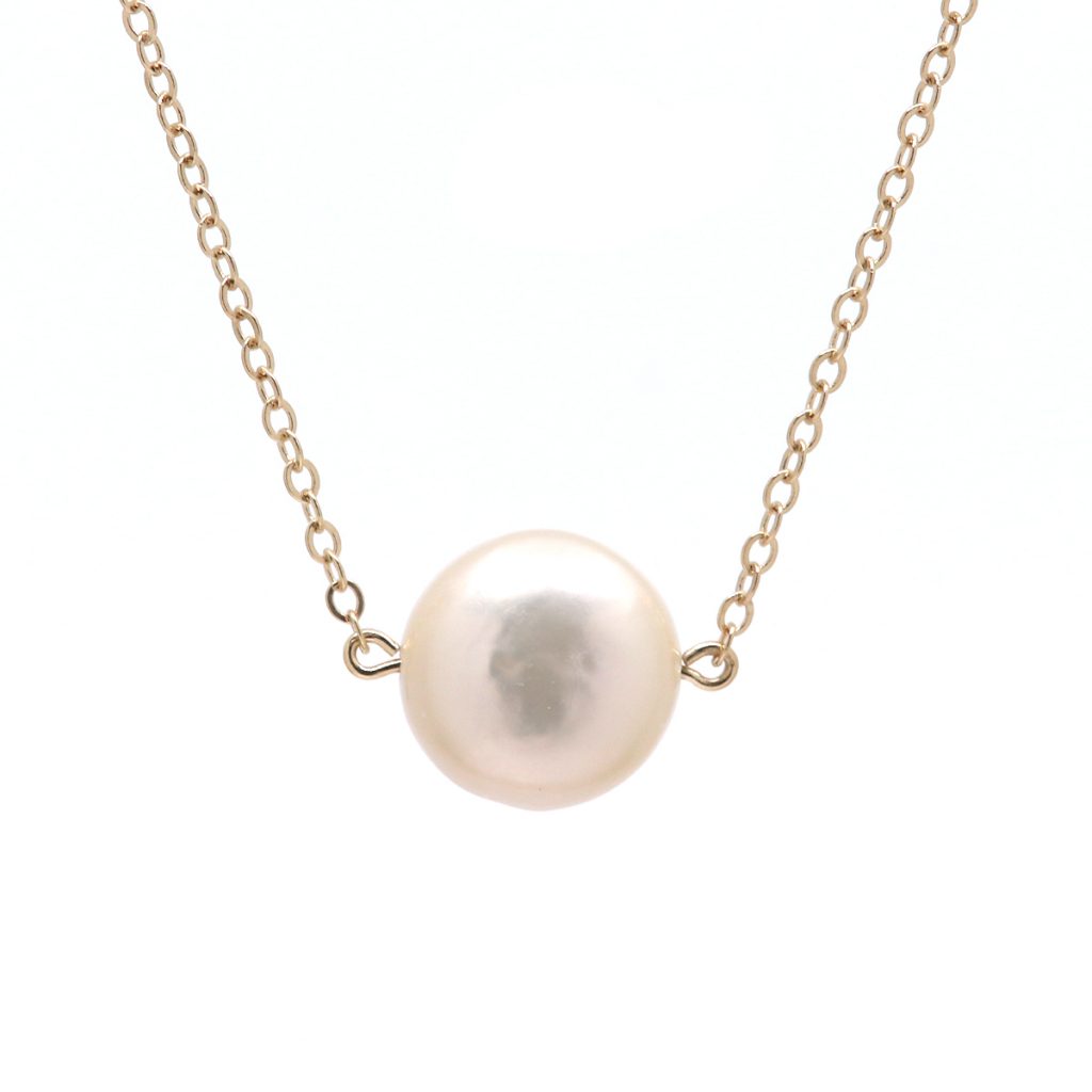 14K Yellow Gold Coin Pearl Necklace