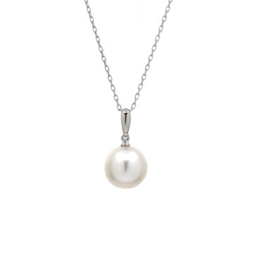 14K White Gold South Sea Pearl Pendant with Chain