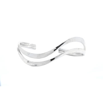 Sterling Silver 2-Row Wave Top Cuff Bracelet