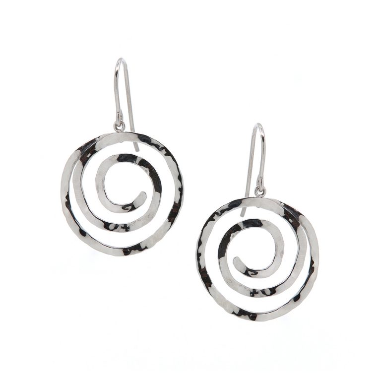 Sterling Silver Hammered Spiral Earrings