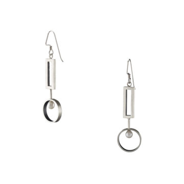 Sterling Silver Round Dangle Earrings with Pearls