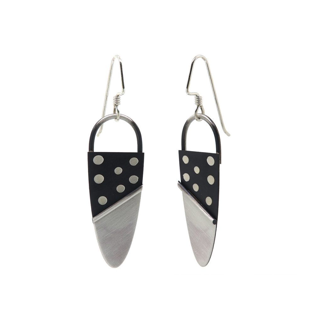 Sterling silver and Oxidized Sterling Silver Dot Earrings
