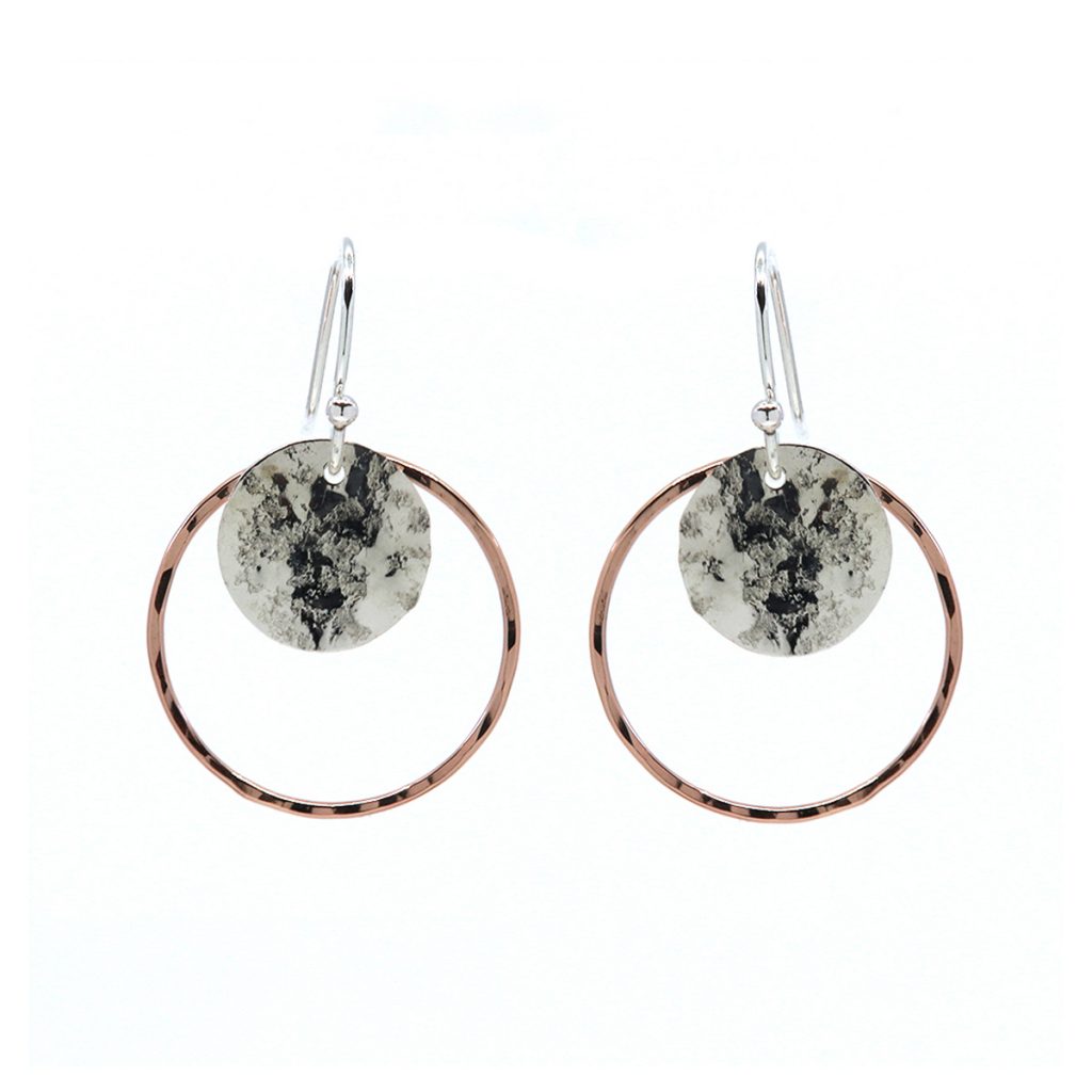Two-Tone Circle with Disc Earrings