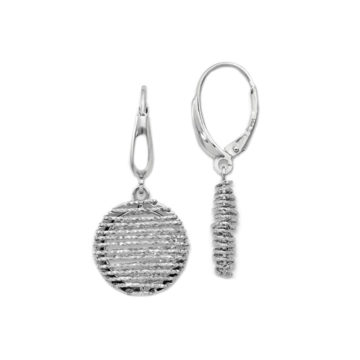Sterling Silver Textured Circle Drop Earrings