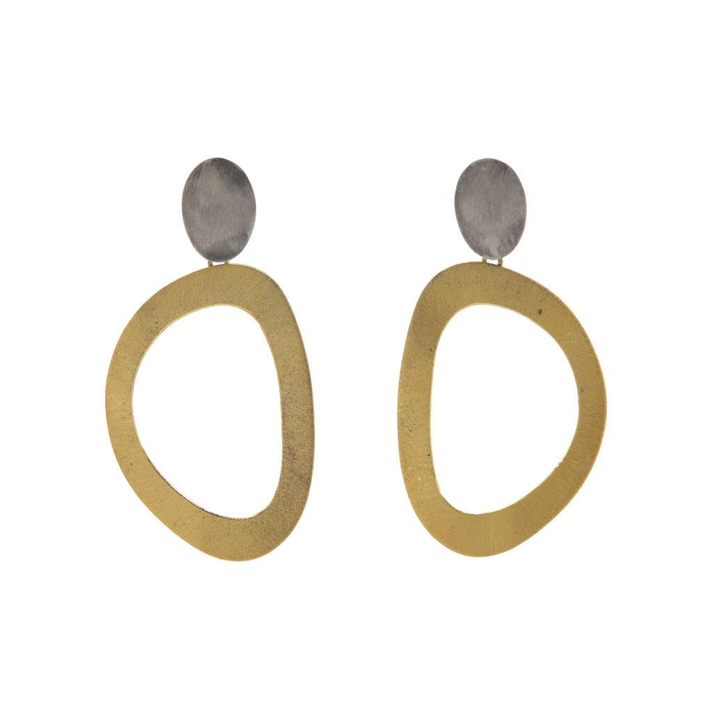 Gold Plated Sterling Silver Cut-out Dangle Earrings