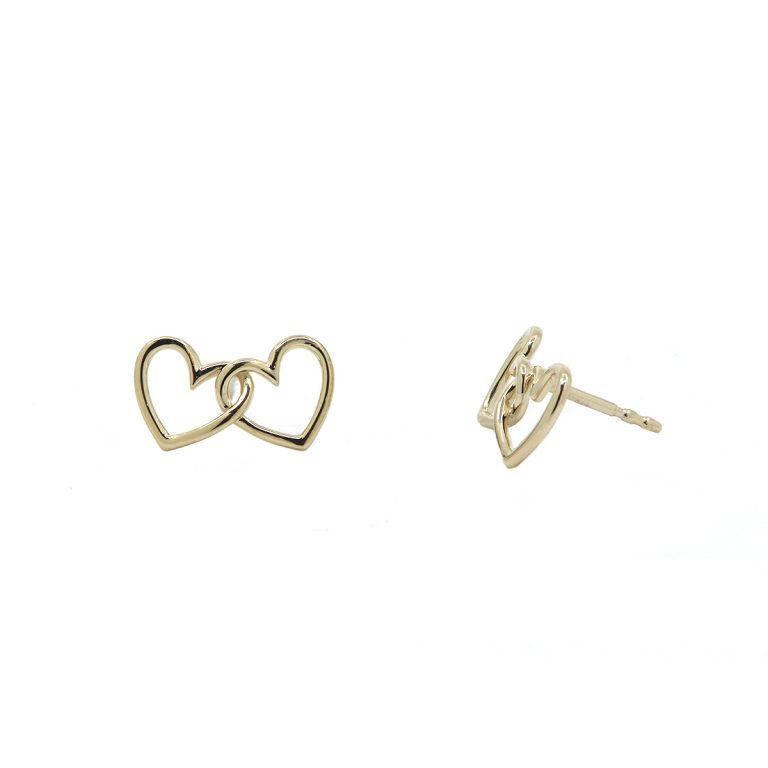 Gold Plated Sterling Silver Double Heart Earrings