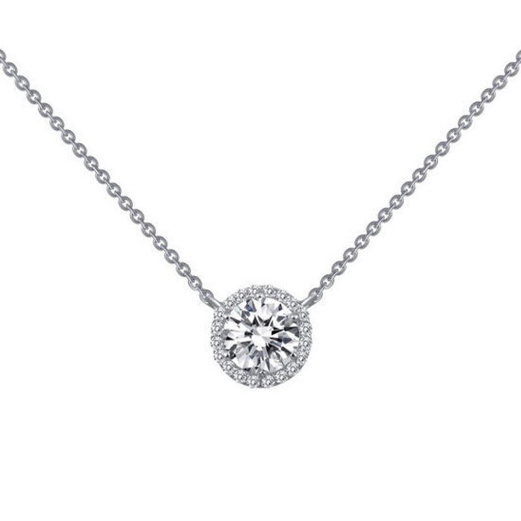 Sterling Silver and Platinum Wash Cubic Zirconia Necklace