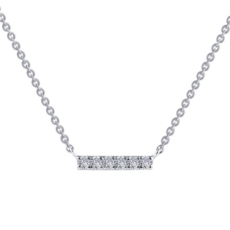 Sterling Silver Cubic Zirconia Bar Necklace