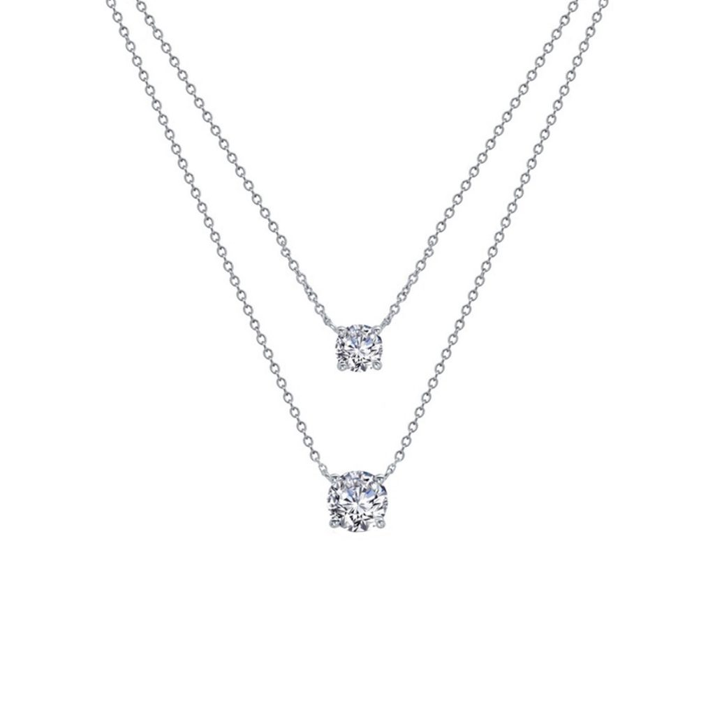 Sterling Silver Cubic Zirconia Layered Necklace