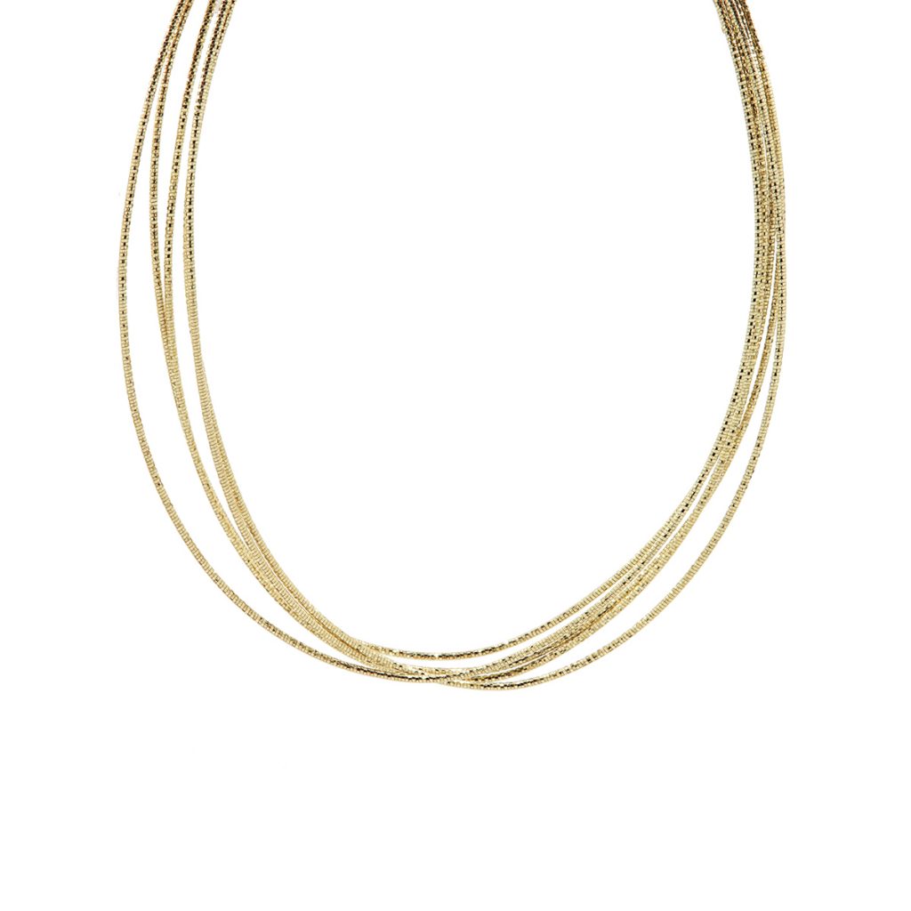 Yellow Gold Plated Sterling Silver Vermeil Five Strand Necklace
