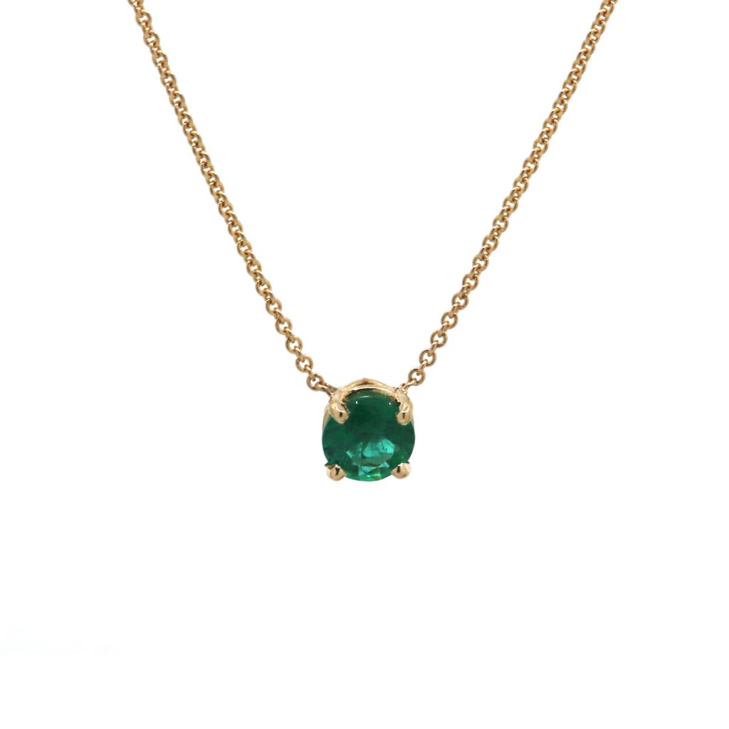 14K Yellow Gold Emerald Solitaire Necklace - Josephs Jewelers