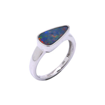 14K White Gold Opal Doublet Ring