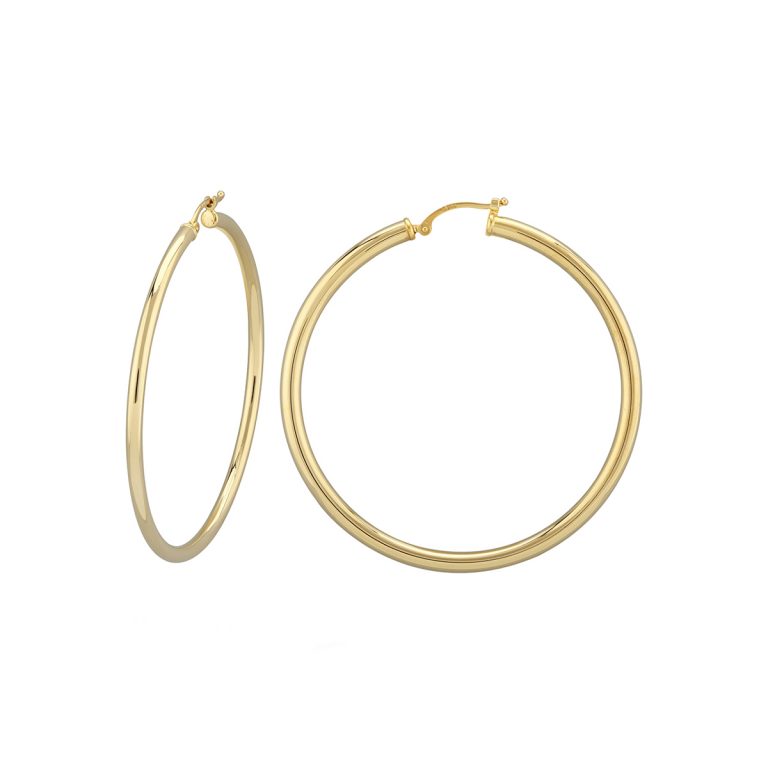 14K Yellow Gold 50 mm Extra Large Hoop Earrings