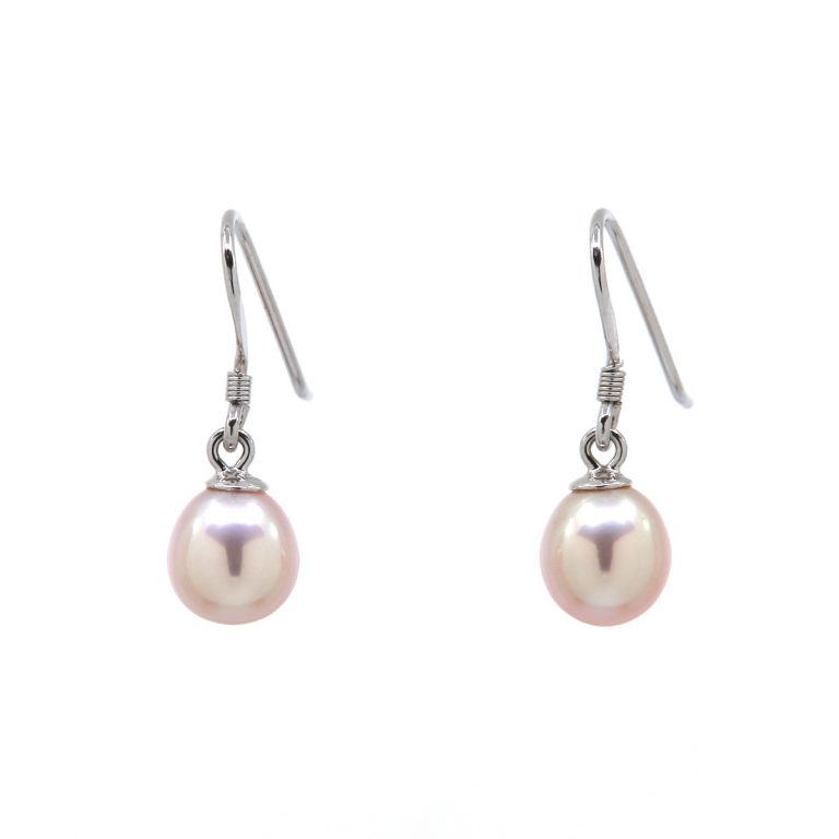 Sterling Silver Pink Freshwater Pearl Dangle Earrings