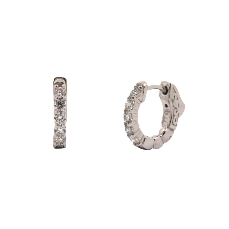 14K White Gold Inside-Out Diamond Hoop Earrings