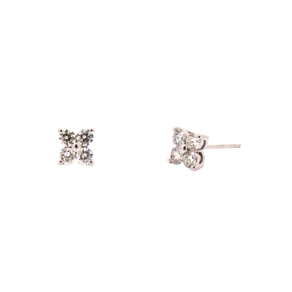 14K White Gold 4-Diamond Stud Earrings