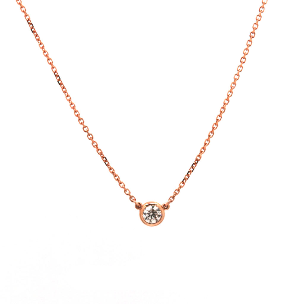 14K Rose Gold Diamond Solitaire Necklace