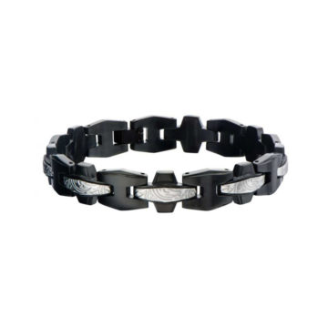Hollis Bahringer Black Plated Steel Groove and Crest Bracelet