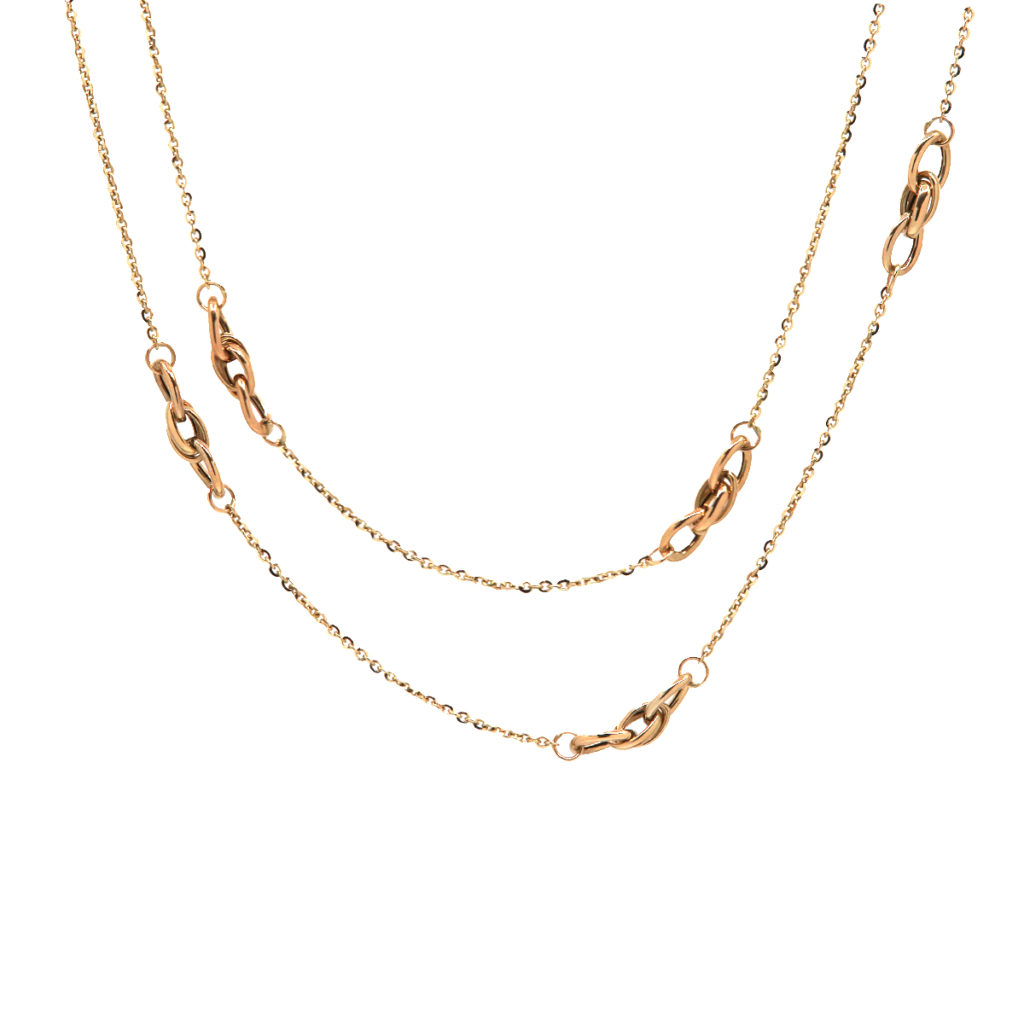 14K Yellow Gold Oval Link Station Necklace