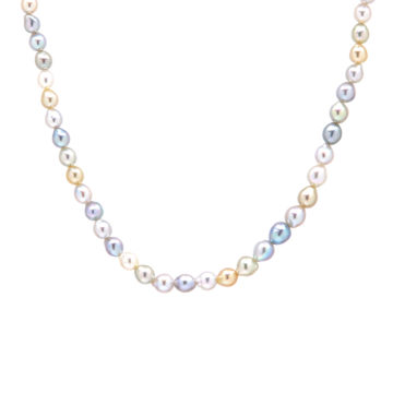 14K White Gold Multicolor Akoya Pearl Necklace