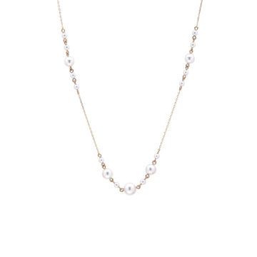 14K Yellow Gold Akoya Pearl Station Necklace