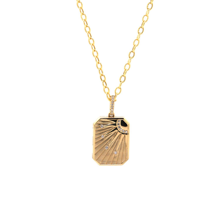 14K Yellow Gold Tarot Locket with Chain