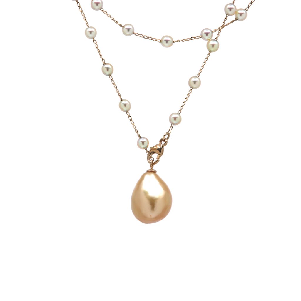 14K Yellow Gold Golden South Sea Pearl Y-Necklace