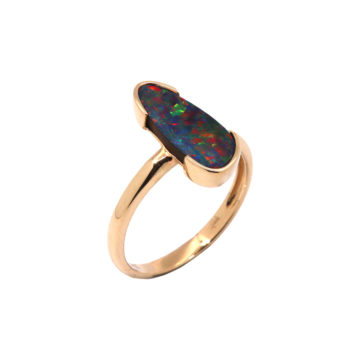 14K Yellow Gold Opal Doublet Ring