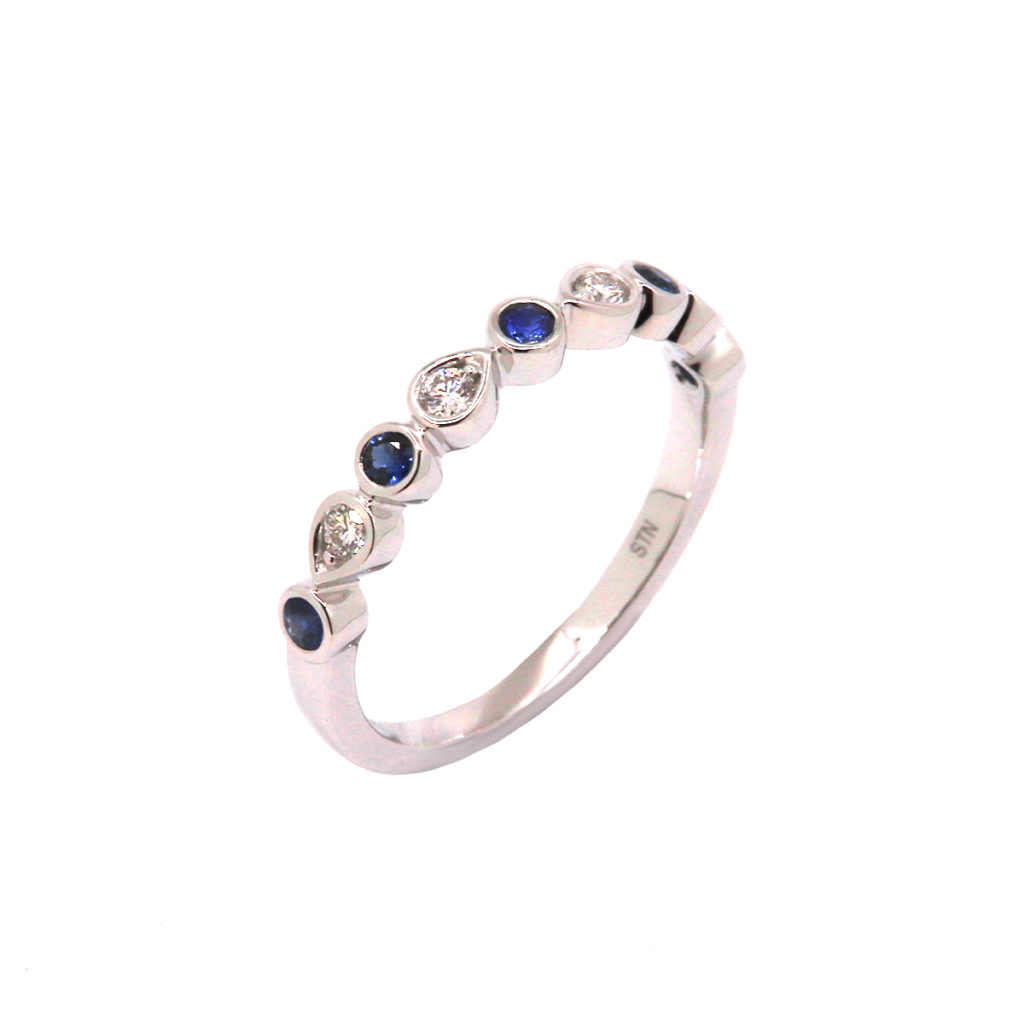 14K White Gold Sapphire and Diamond Ring