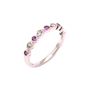 14K White Gold Pink Sapphire and Diamond Ring