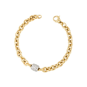14K Two-Tone Diamond Oval Link Bracelet