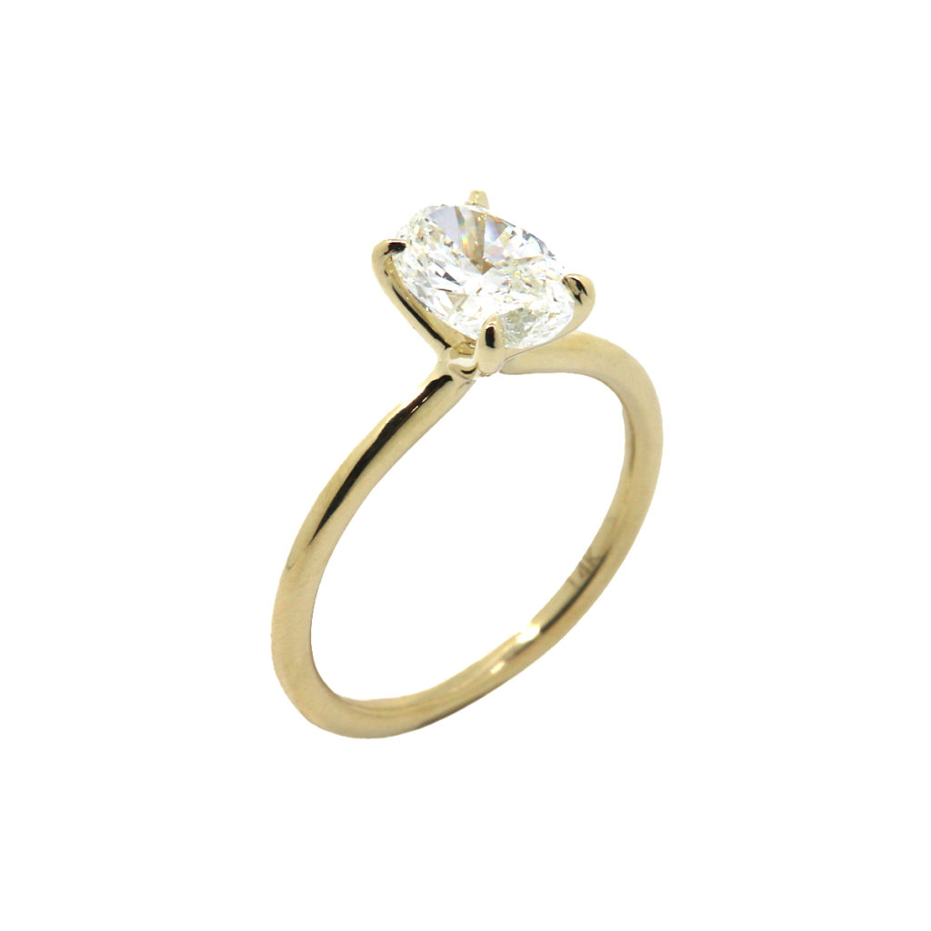 14K Yellow Gold Oval Diamond Solitaire Engagement Ring