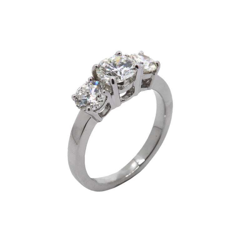 14K White Gold Three-Diamond Engagement Ring