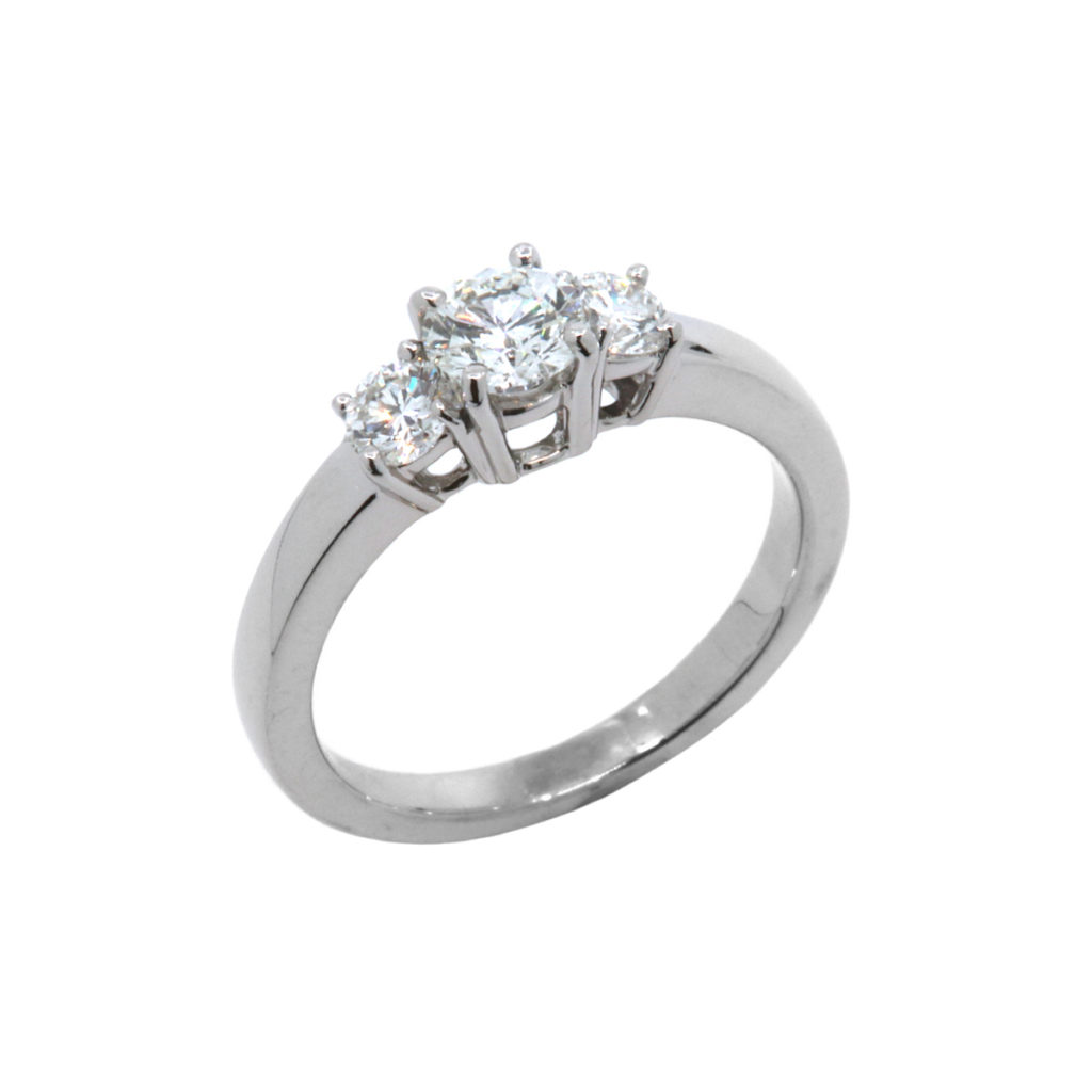 14K White Gold 3-Diamond Ring
