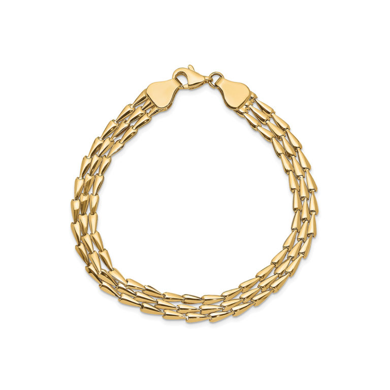 14K Yellow Gold Three-Strand Link Bracelet