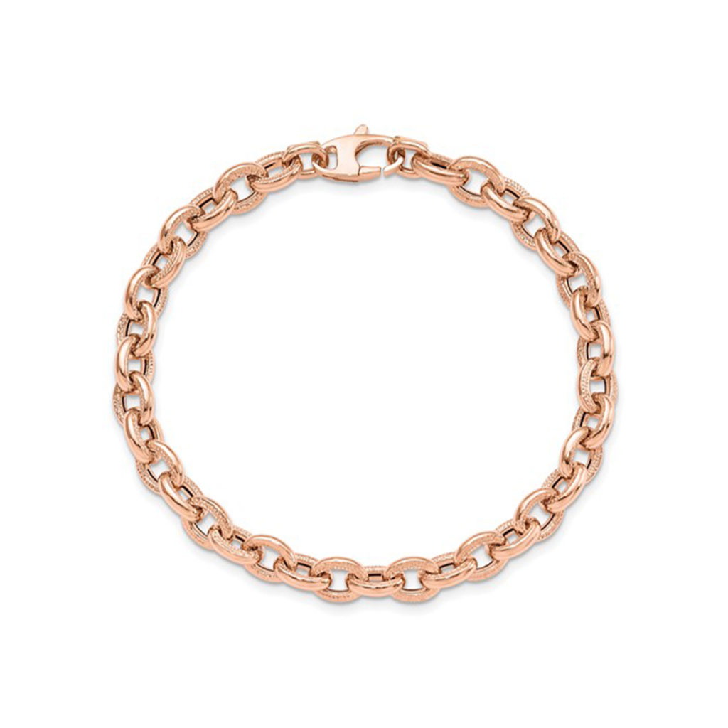 14K Rose Gold Textured Link Bracelet