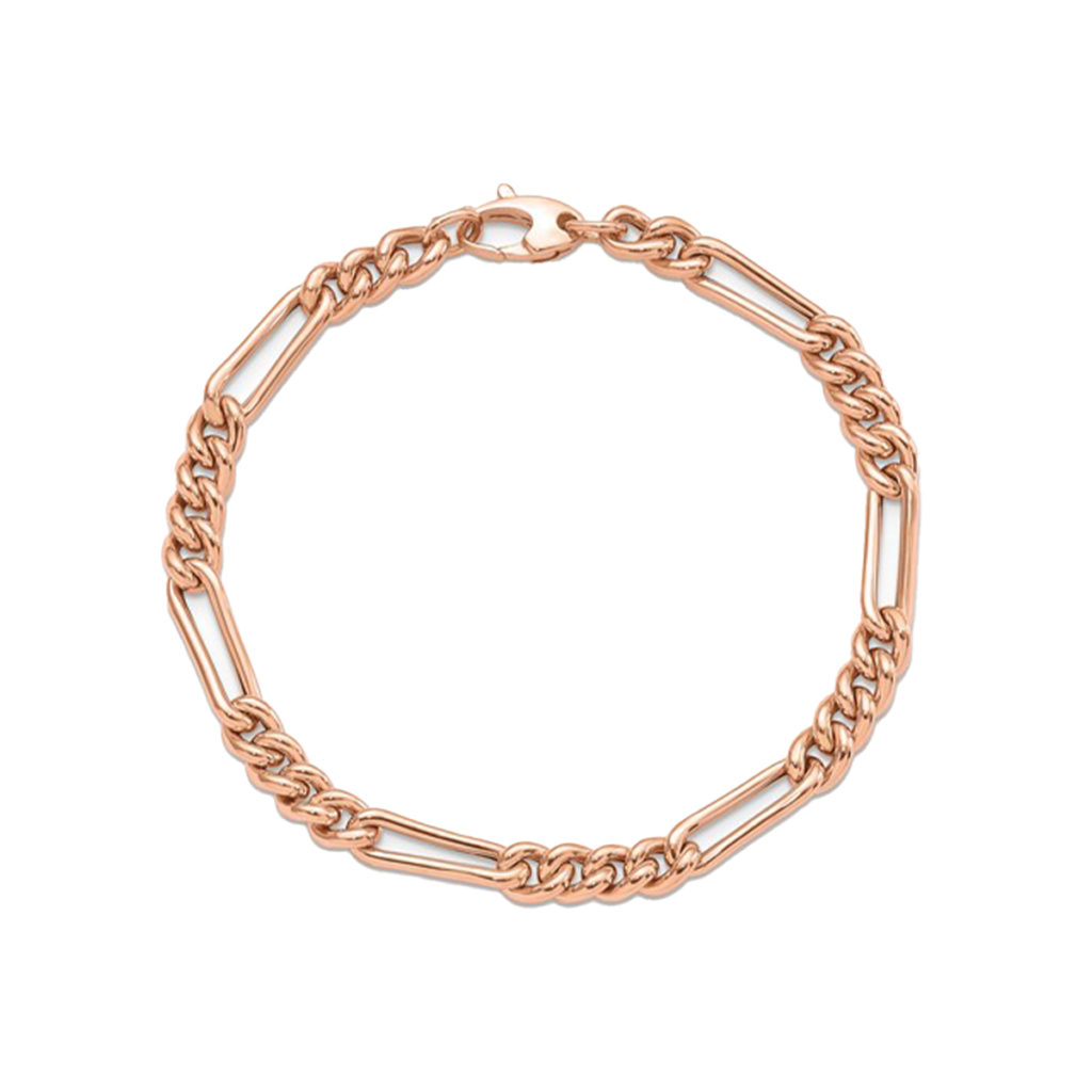 14K Rose Gold Figaro Link Bracelet
