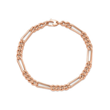 14K Rose Gold Figaro Link Bracelet