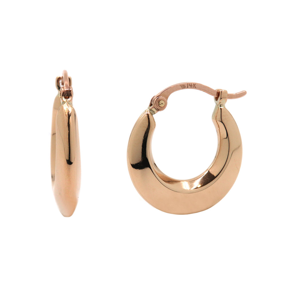 14K Rose Gold Small Polished Hoops