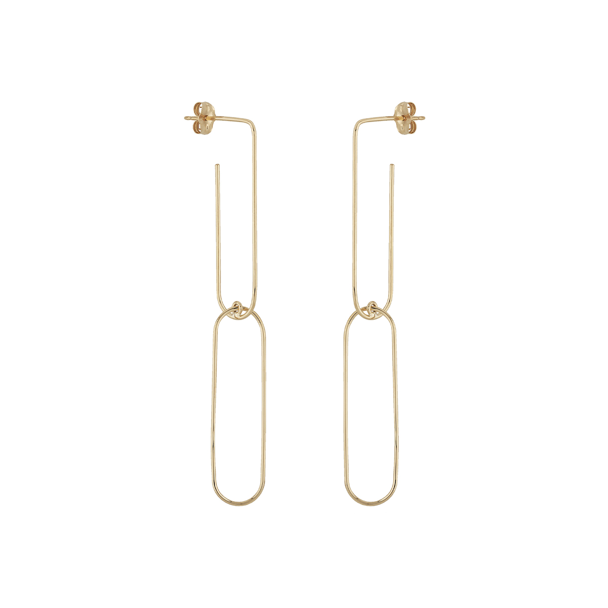 14K Yellow Gold Long Oval Dangle Earrings - Josephs Jewelers