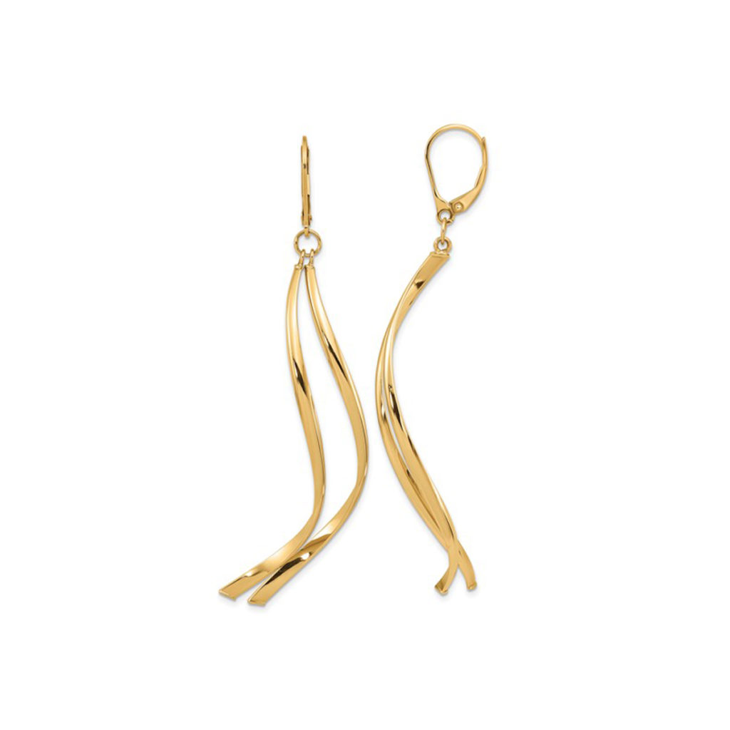 14K Yellow Gold Double Curved Bar Earrings