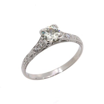 Platinum Old European Cut Diamond Vintage Engagement Ring
