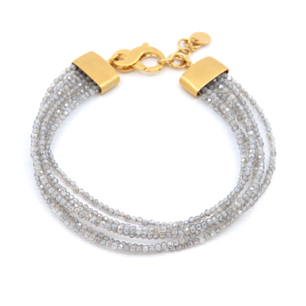 Sterling Silver and Gold Plated Six-Strand Labradorite Bracelet